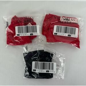 Victorias Secret No Show Thong Underwear Panties 3 Pair Womens Medium Black New